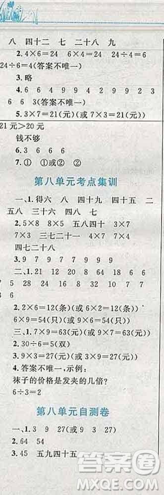 2019年小學(xué)同步考優(yōu)化設(shè)計(jì)小超人作業(yè)本二年級(jí)數(shù)學(xué)上冊(cè)人教版答案