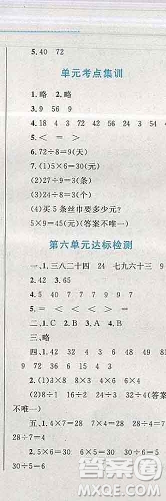 2019年小學同步考優(yōu)化設計小超人作業(yè)本二年級數(shù)學上冊蘇教版答案