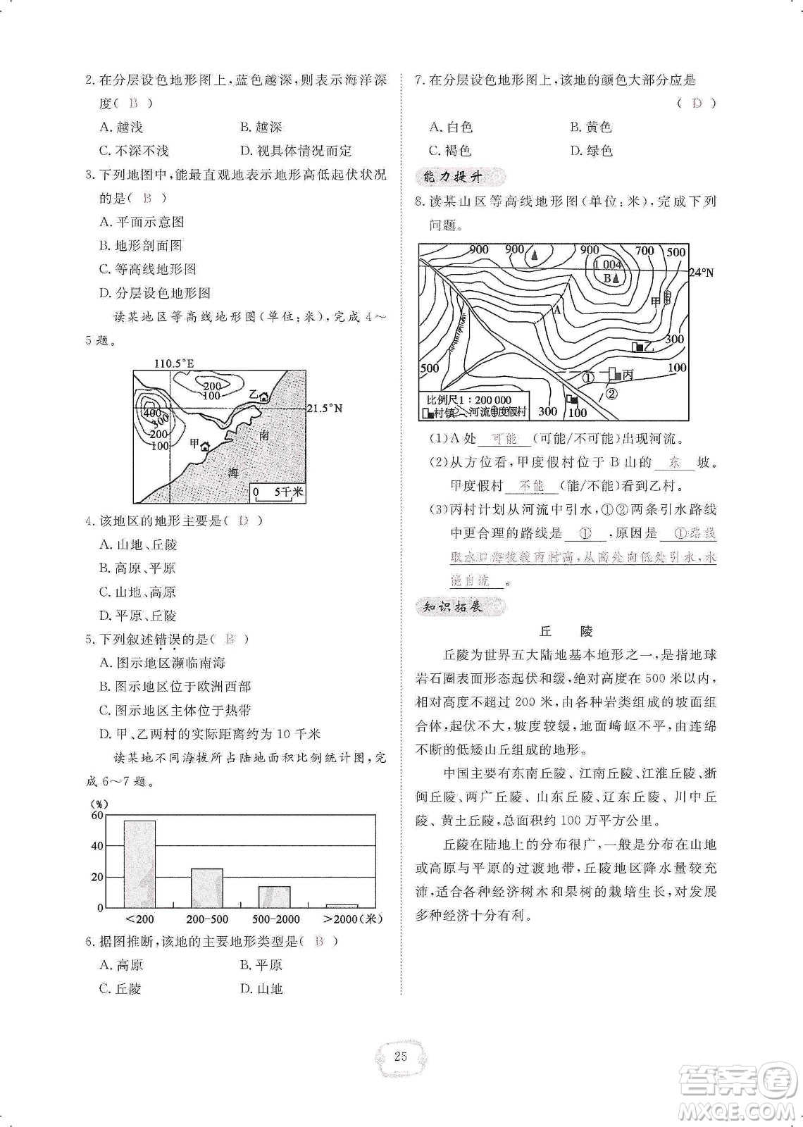 芝麻開(kāi)花2019領(lǐng)航新課標(biāo)練習(xí)冊(cè)七年級(jí)地理上冊(cè)人教版答案