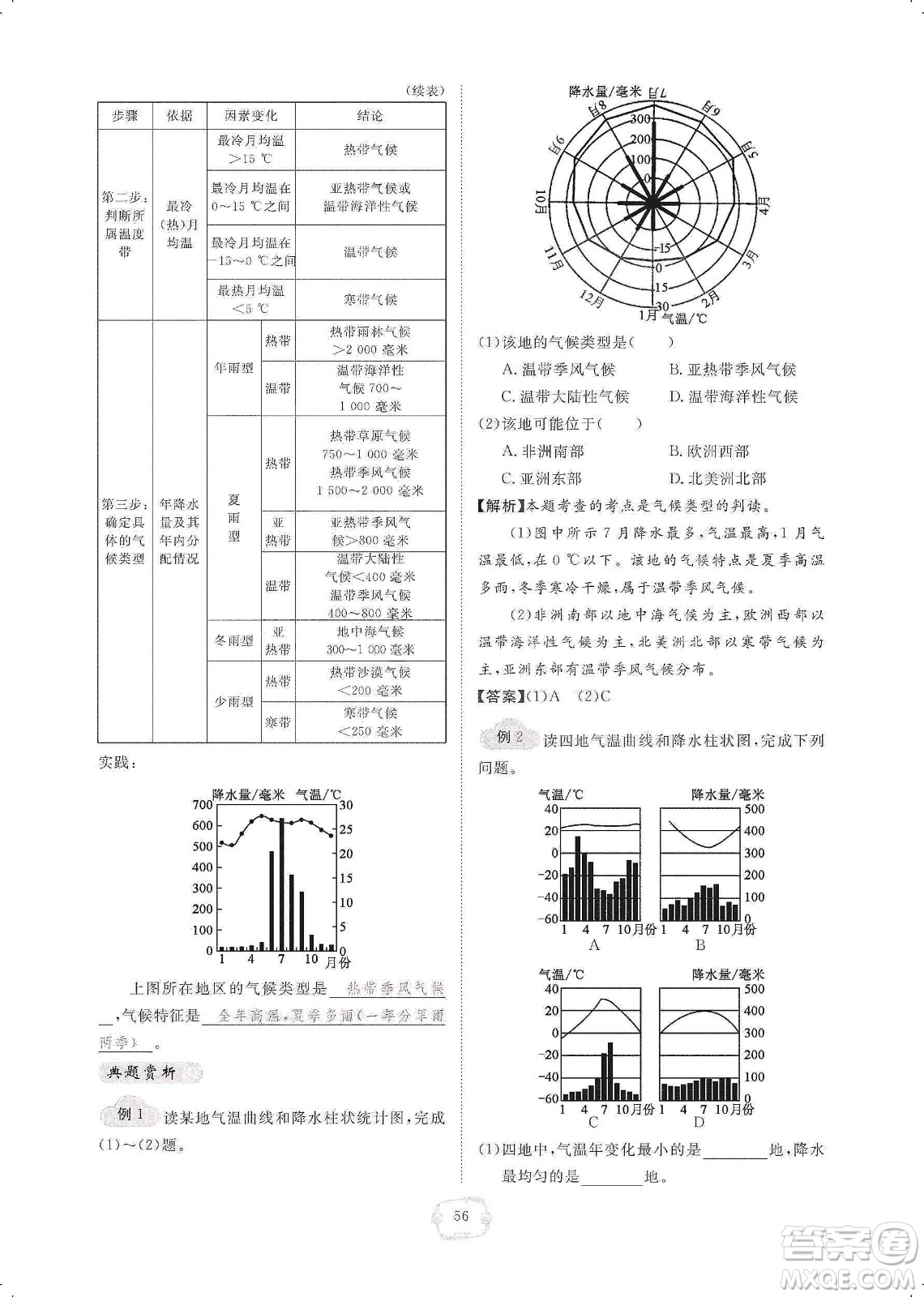 芝麻開(kāi)花2019領(lǐng)航新課標(biāo)練習(xí)冊(cè)七年級(jí)地理上冊(cè)人教版答案