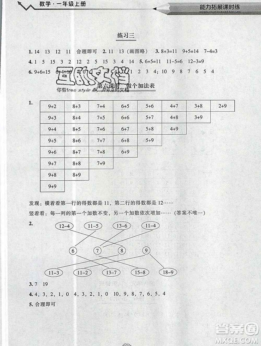 遼海出版社2019秋能力拓展課時(shí)練一年級(jí)數(shù)學(xué)上冊(cè)北師大版答案