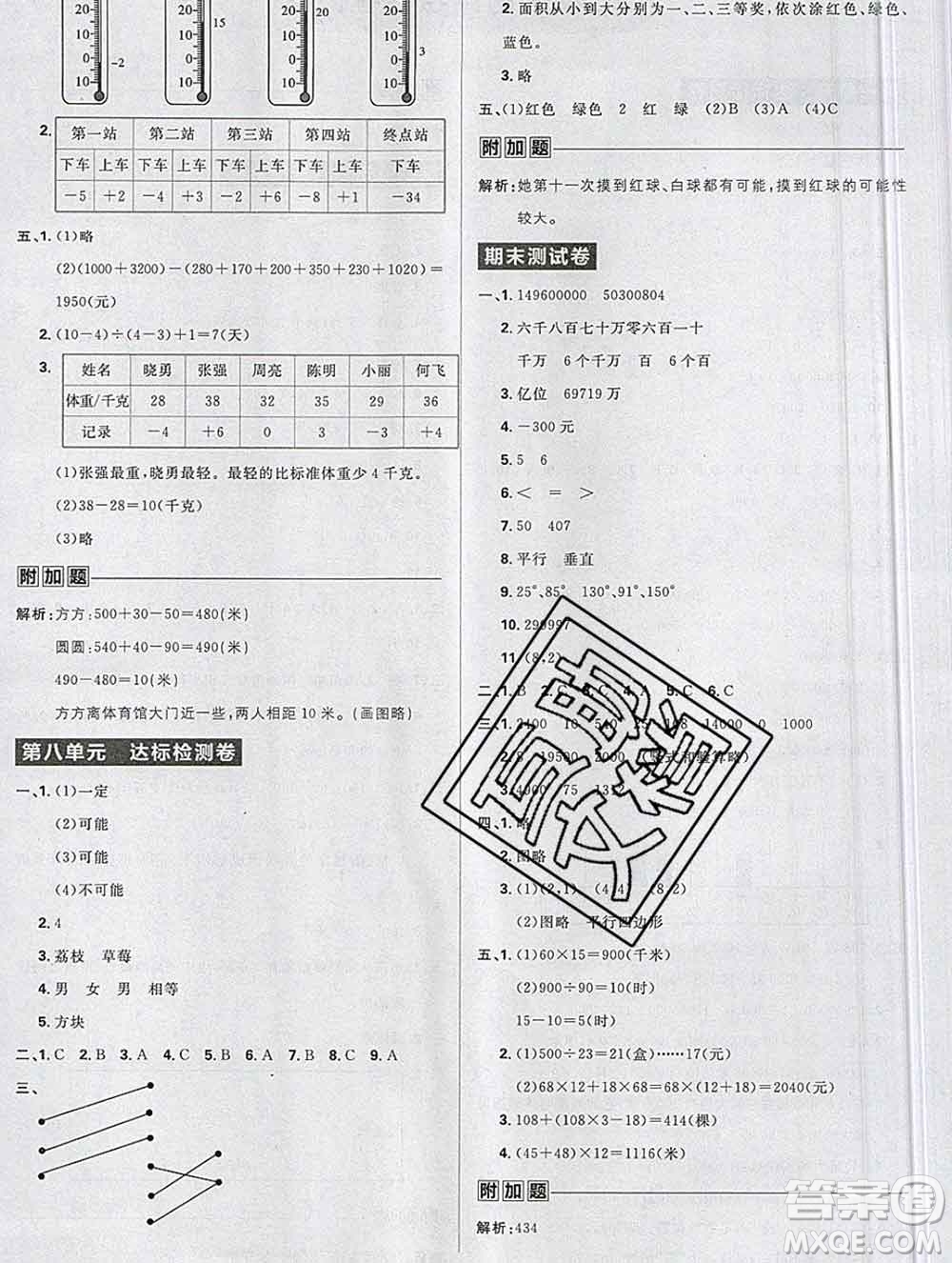 新世界出版社2019秋樂學(xué)一起練四年級數(shù)學(xué)上冊北師版答案