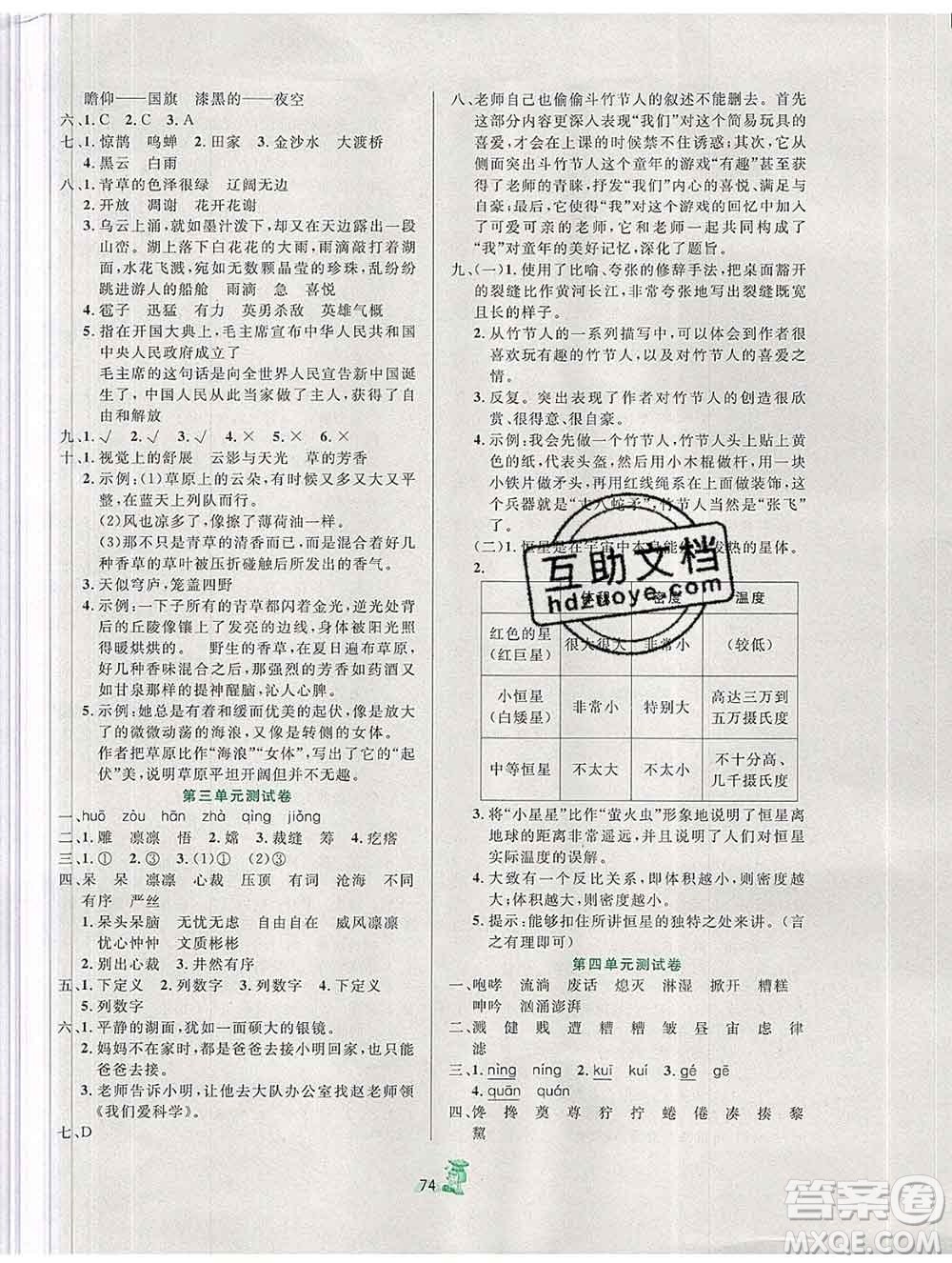 延邊人民出版社2019秋百分金卷奪冠密題卷六年級語文人教版答案