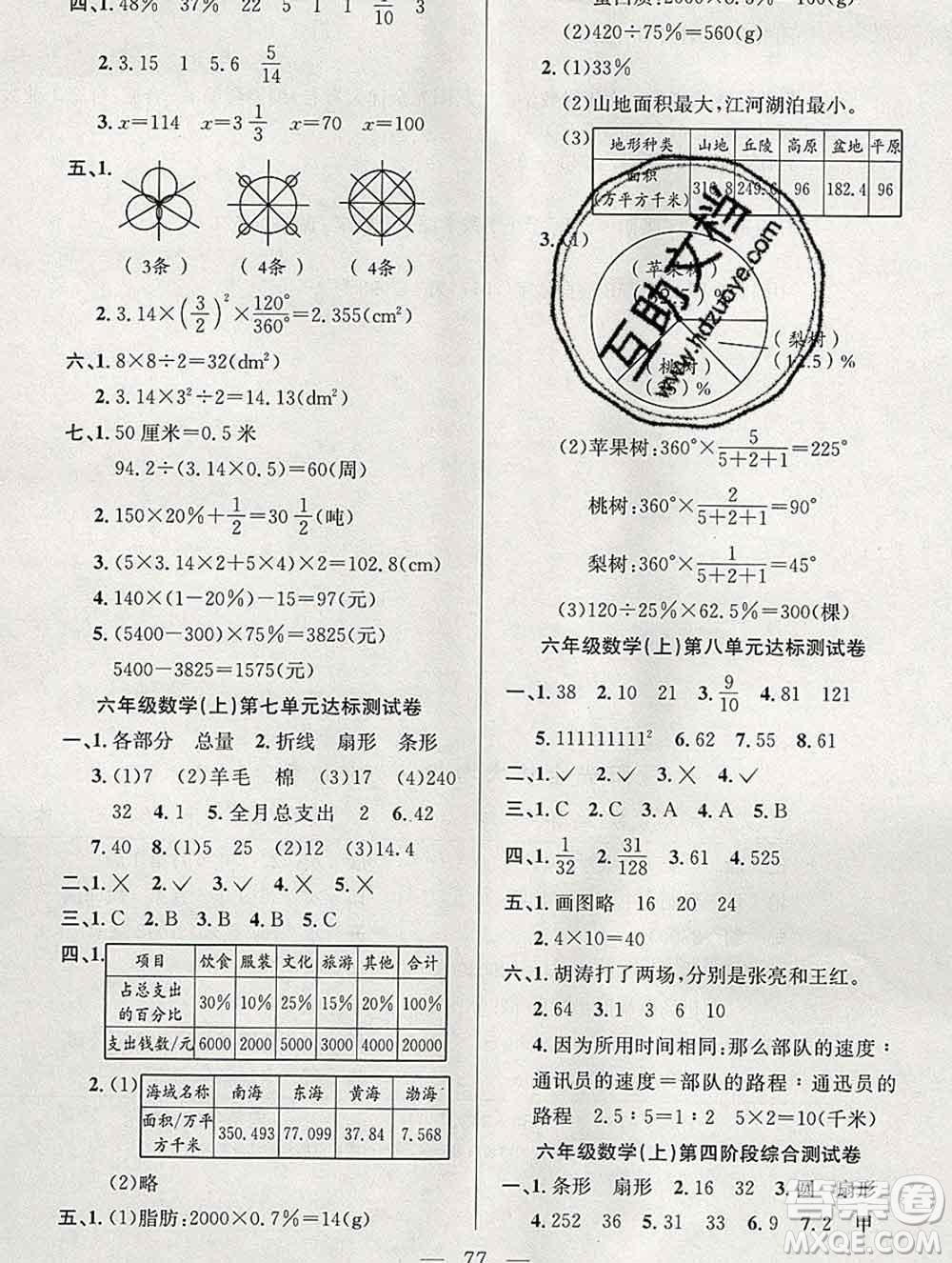 合肥工業(yè)大學(xué)出版社2019年秋陽(yáng)光全優(yōu)大考卷六年級(jí)數(shù)學(xué)上冊(cè)人教版答案