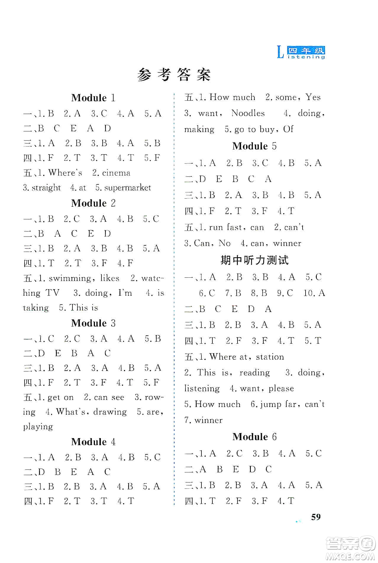 山東科學(xué)技術(shù)出版社2019英語(yǔ)同步聽(tīng)力練習(xí)冊(cè)四年級(jí)上冊(cè)精編版答案