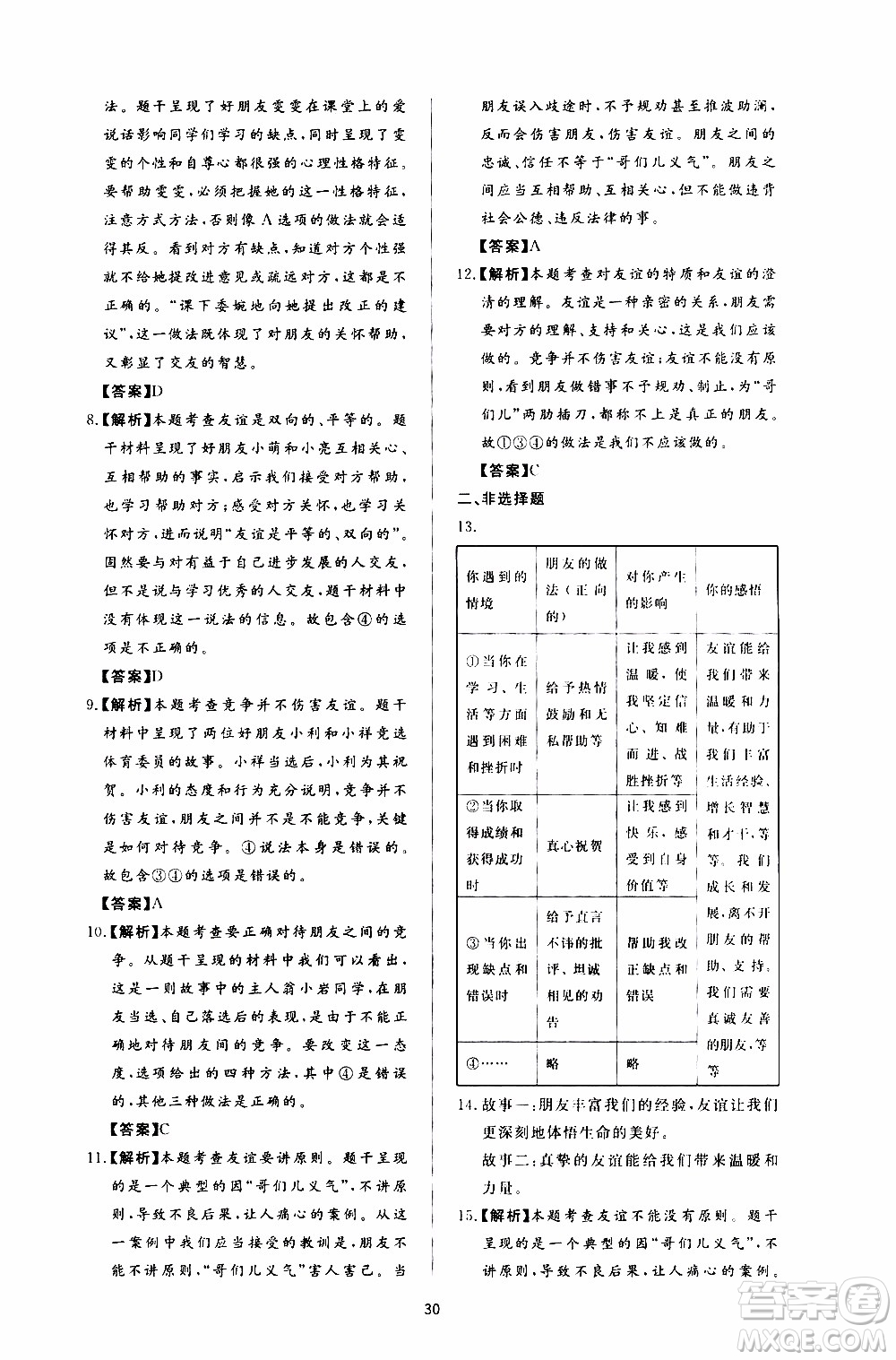 濟(jì)南出版社2019年新課程學(xué)習(xí)與檢測道德與法治七年級(jí)上冊(cè)參考答案