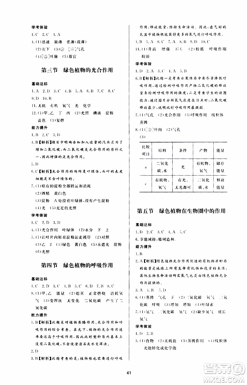 濟(jì)南出版社2019年新課程學(xué)習(xí)與檢測(cè)生物學(xué)七年級(jí)上冊(cè)參考答案