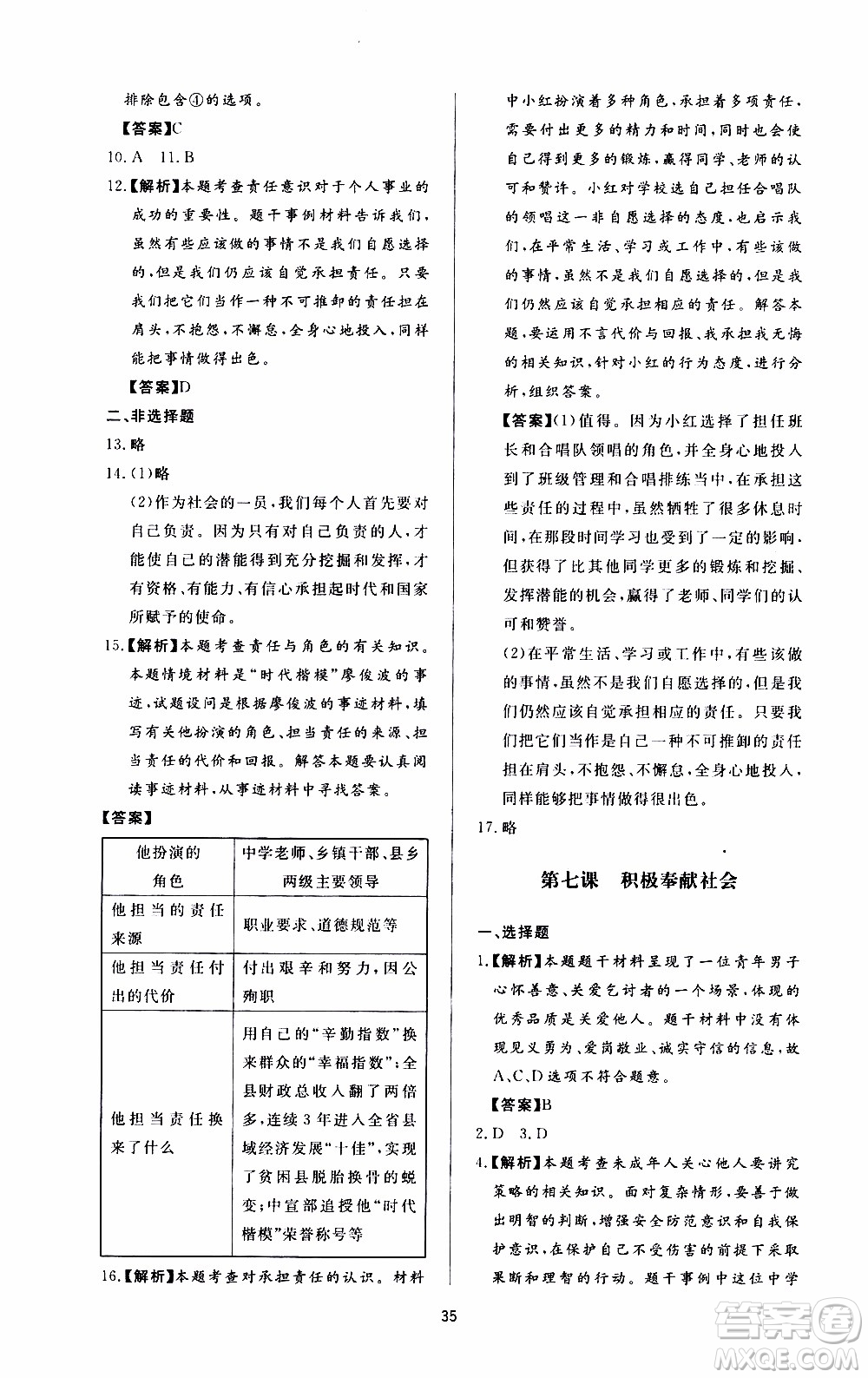 濟南出版社2019年新課程學(xué)習(xí)與檢測道德與法治八年級上冊參考答案