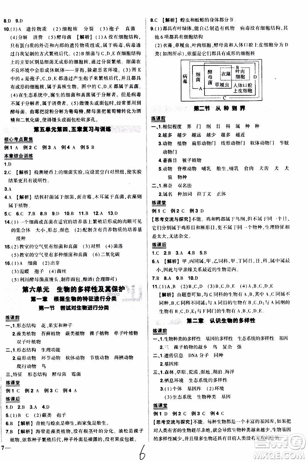 狀語成才路2019年狀元導(dǎo)練八年級上冊生物人教版參考答案