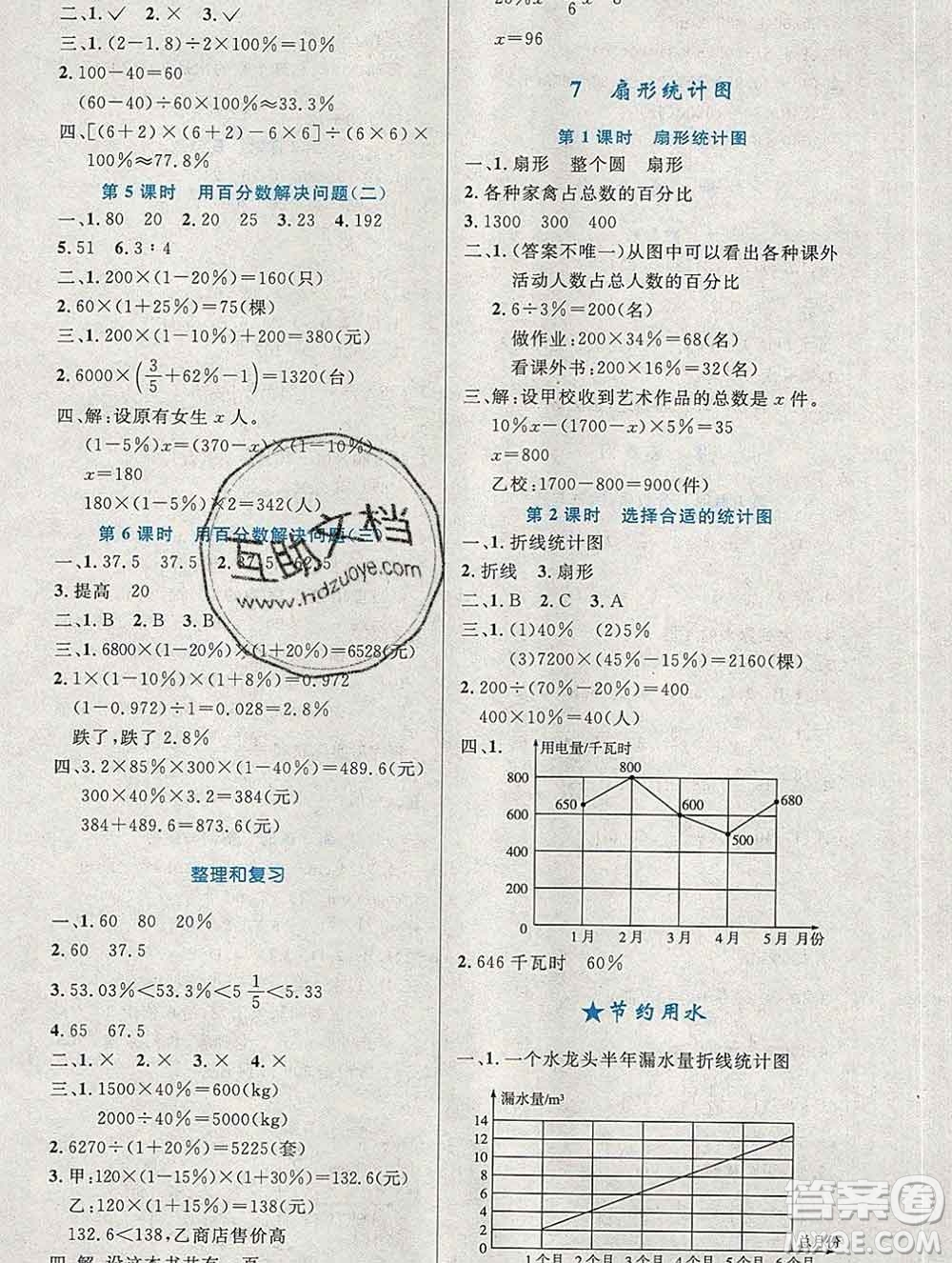 2019年秋新版小學同步測控優(yōu)化設(shè)計六年級數(shù)學上冊人教增強版陜西專版答案