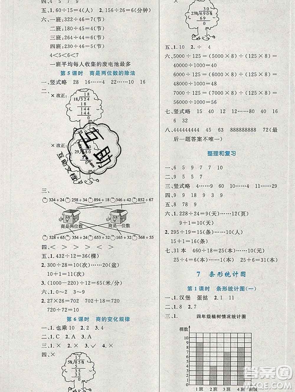 2019年秋新版小學(xué)同步測控優(yōu)化設(shè)計(jì)四年級數(shù)學(xué)上冊人教增強(qiáng)版陜西專版答案