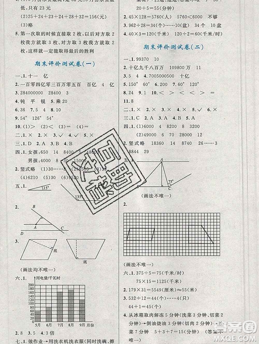 2019年秋新版小學(xué)同步測控優(yōu)化設(shè)計(jì)四年級數(shù)學(xué)上冊人教增強(qiáng)版陜西專版答案