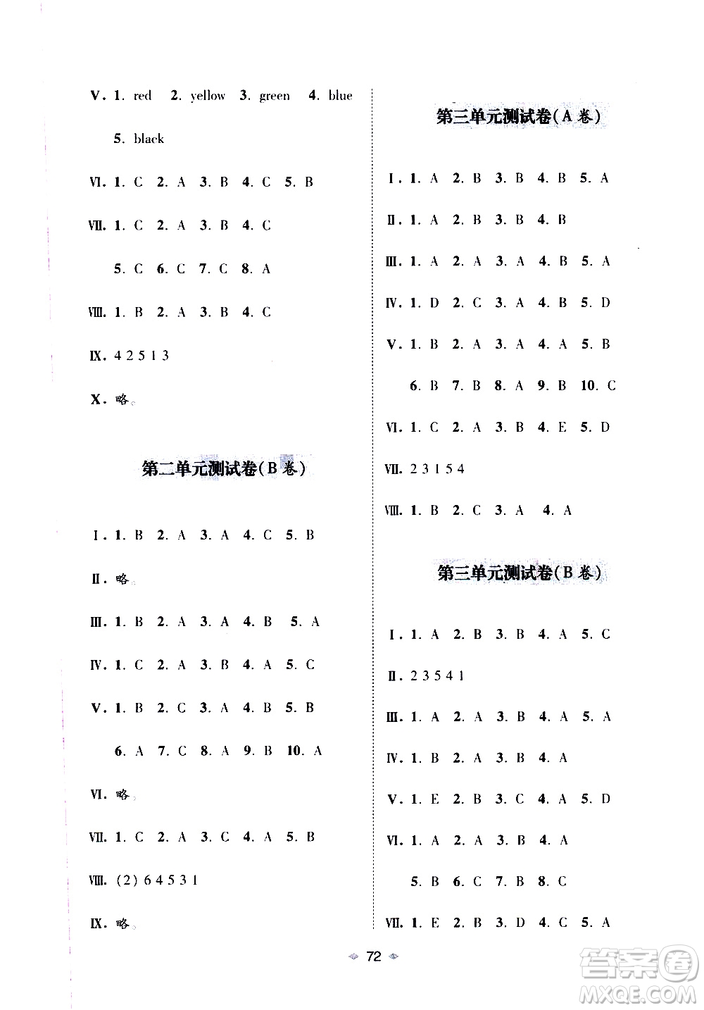 青島出版社2019年隨堂大考卷英語(yǔ)三年級(jí)上冊(cè)R版參考答案