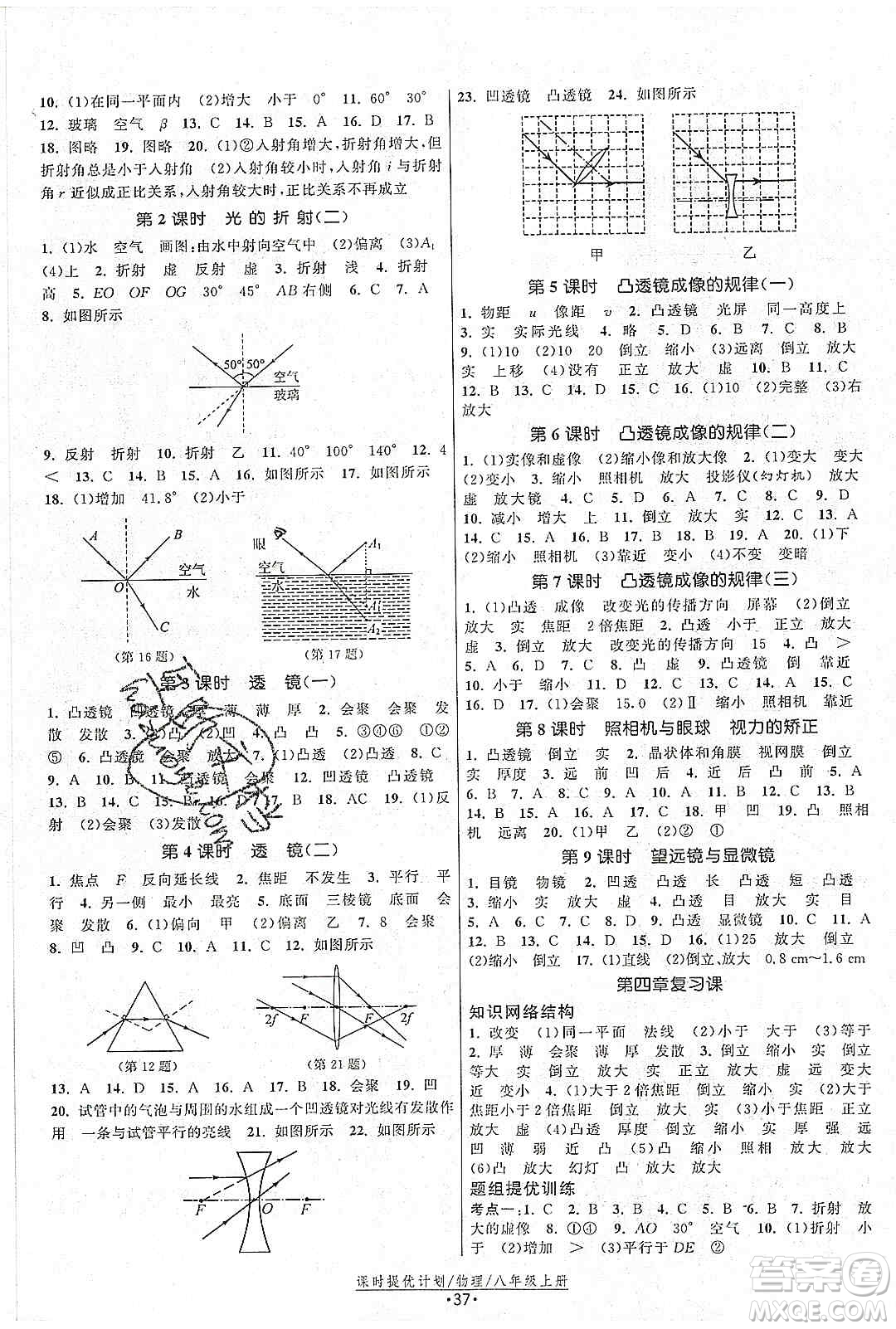 江蘇人民出版社2019課時提優(yōu)計劃作業(yè)本八年級物理上冊國標蘇科版答案