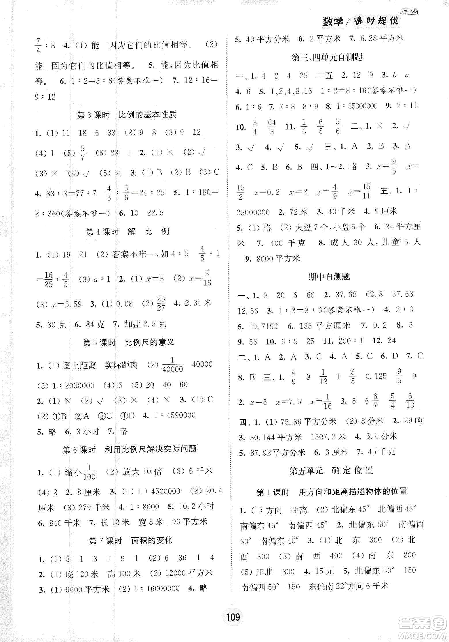 陽(yáng)光小伙伴2020課時(shí)提優(yōu)計(jì)劃作業(yè)本六年級(jí)數(shù)學(xué)下冊(cè)江蘇地區(qū)專(zhuān)用版答案