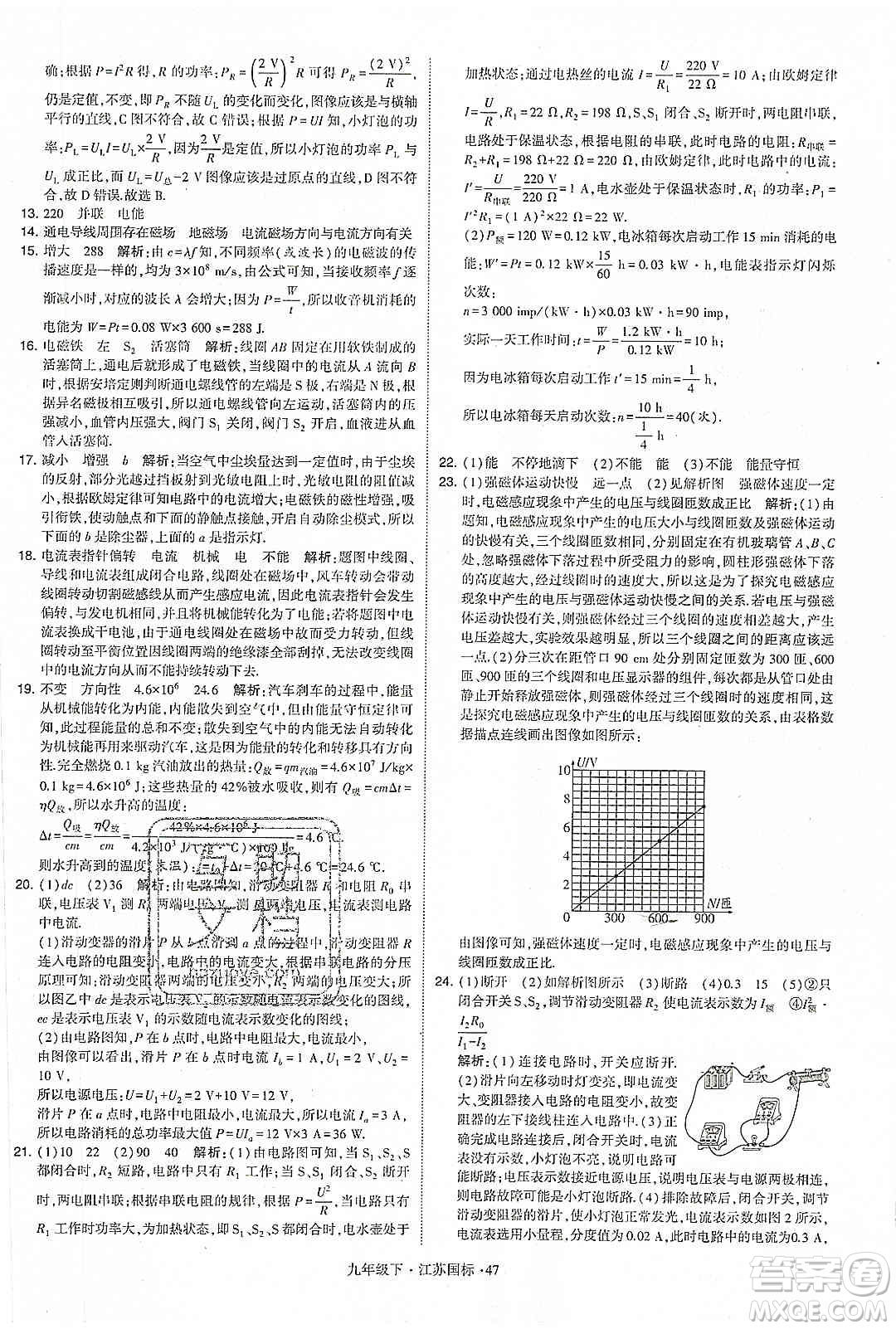 經(jīng)綸學(xué)典2020年學(xué)霸題中題物理九年級下冊江蘇國標(biāo)參考答案