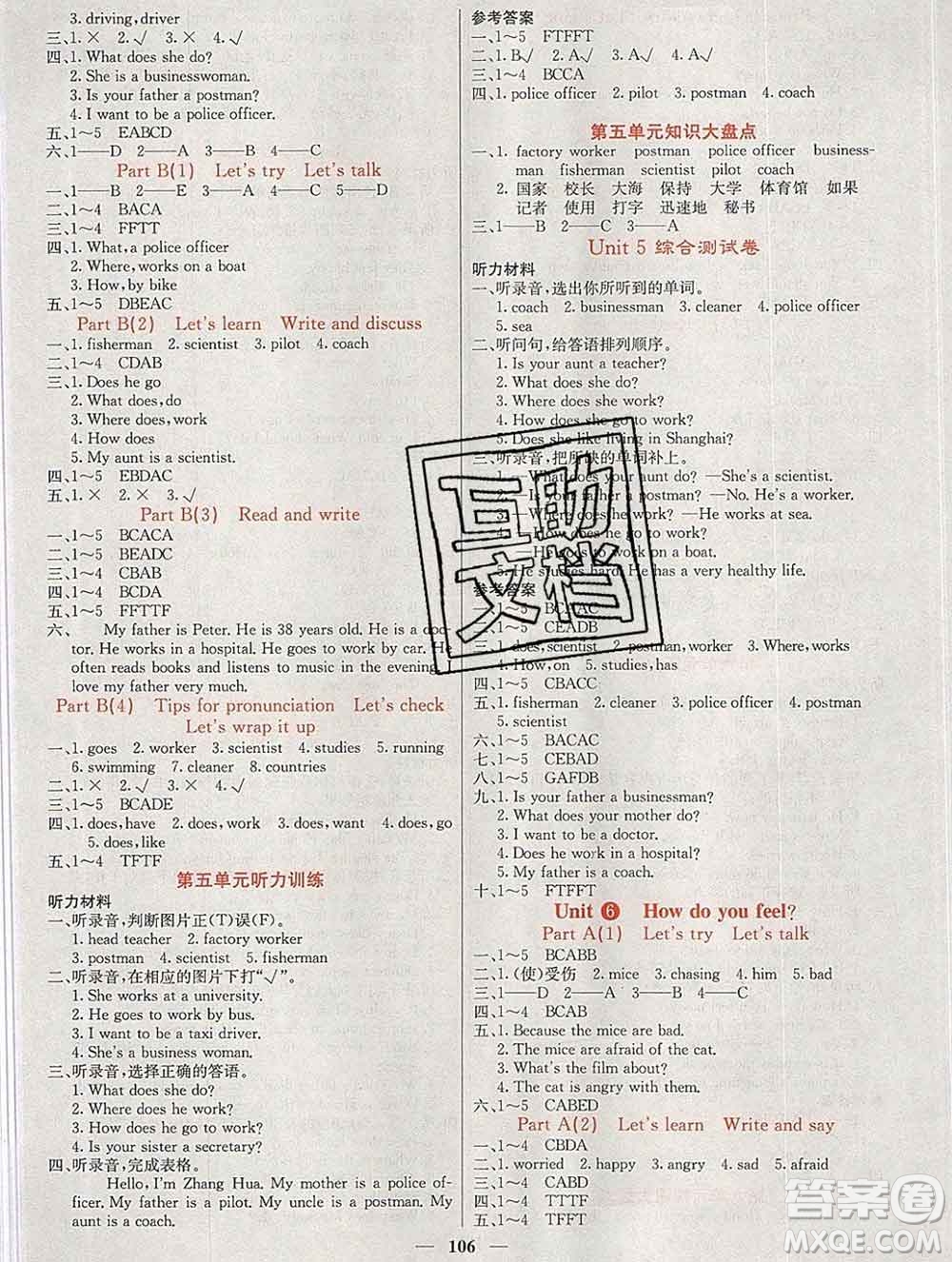 沈陽出版社2019年秋課堂點(diǎn)睛六年級英語上冊人教版參考答案