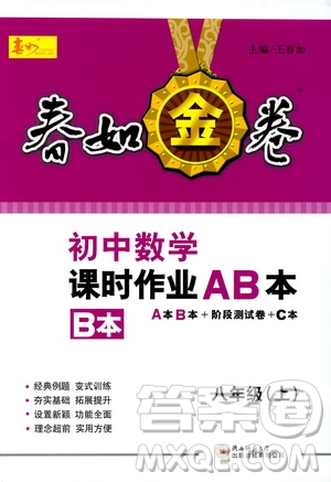 春如金卷2019初中數(shù)學(xué)課時作業(yè)AB本B本八年級上冊答案