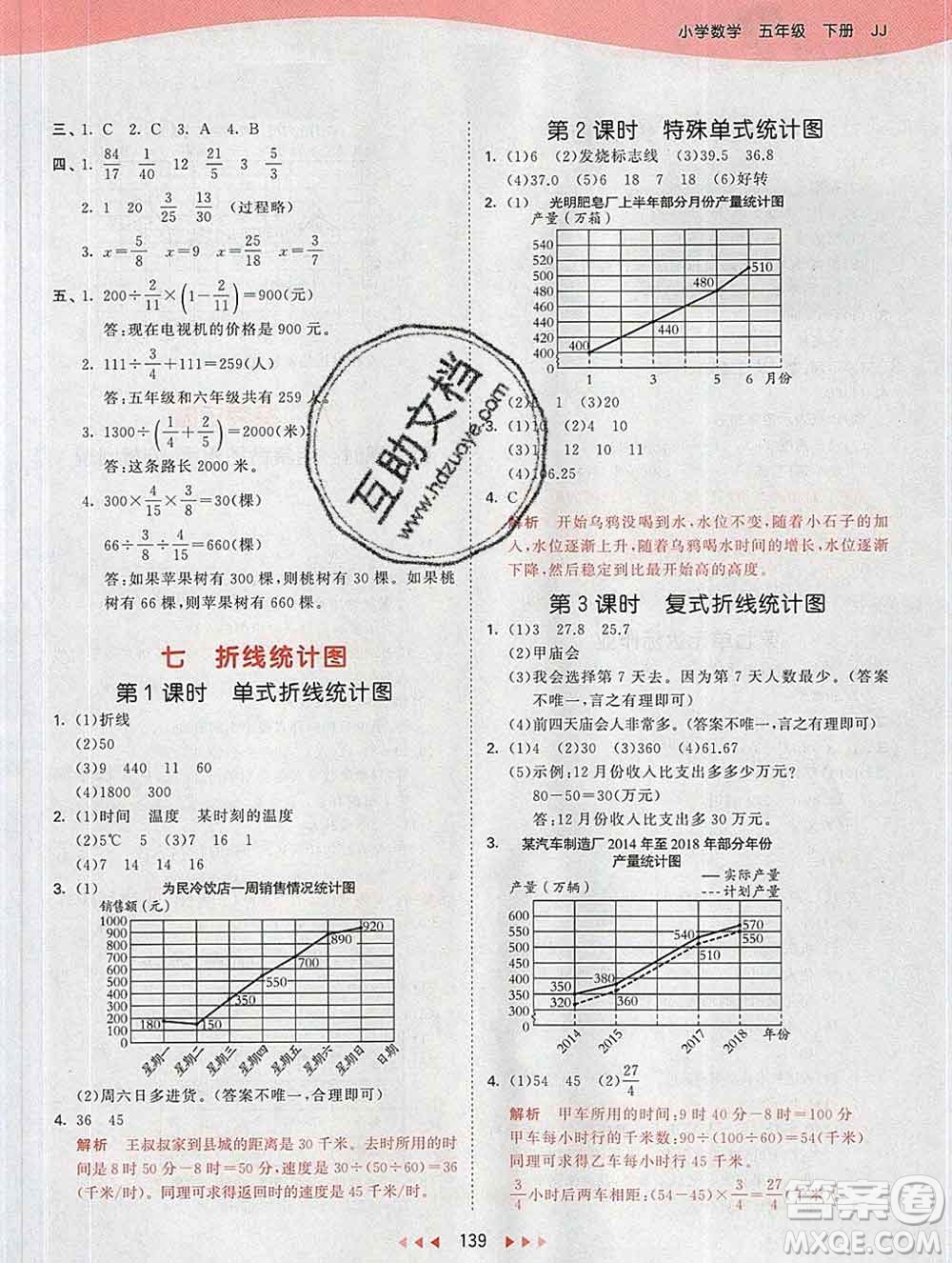 2020年春小兒郎53天天練五年級(jí)數(shù)學(xué)下冊冀教版參考答案