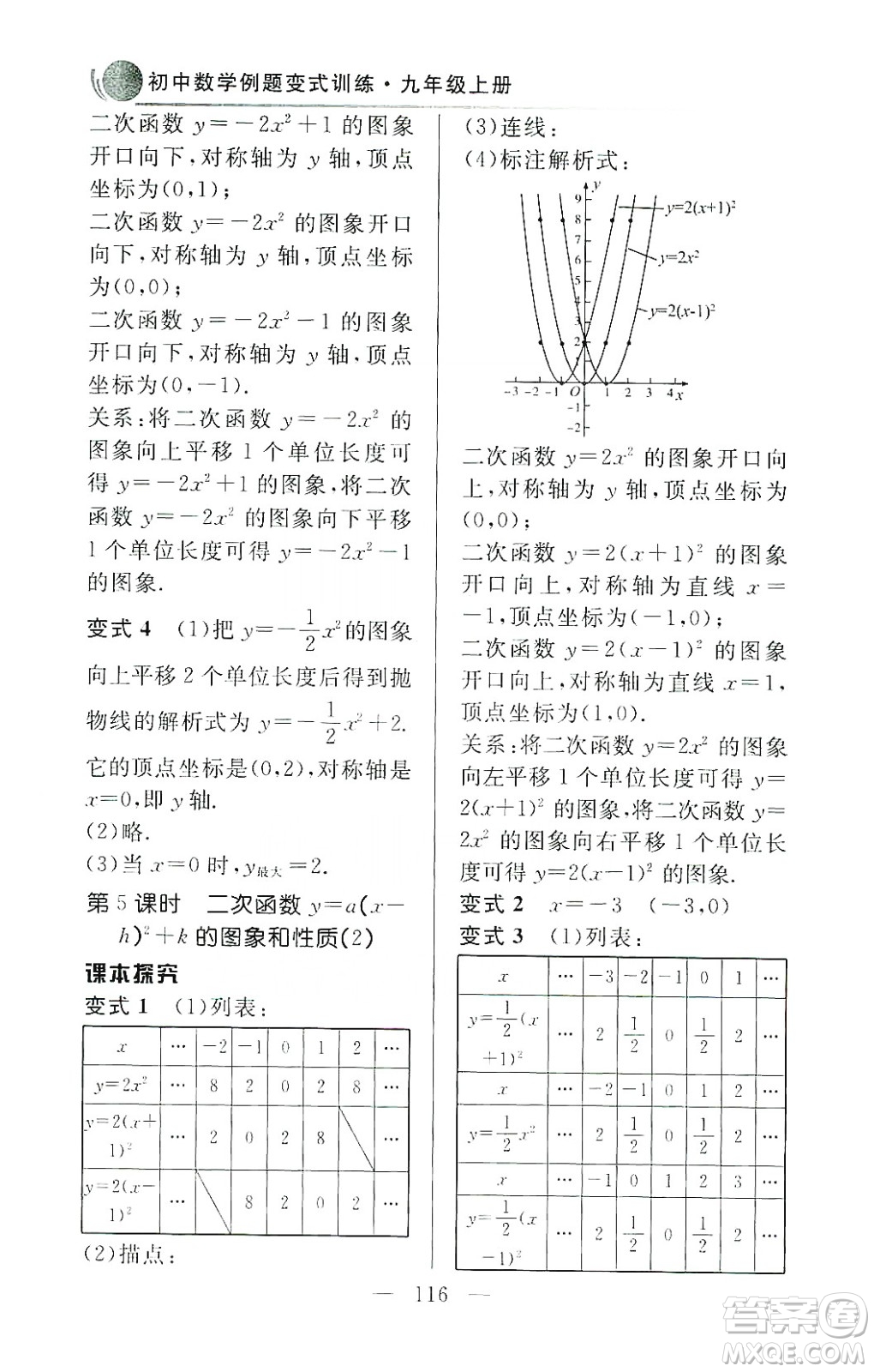 齊魯書社2019初中數(shù)學(xué)例題變式訓(xùn)練九年級上冊人教版答案