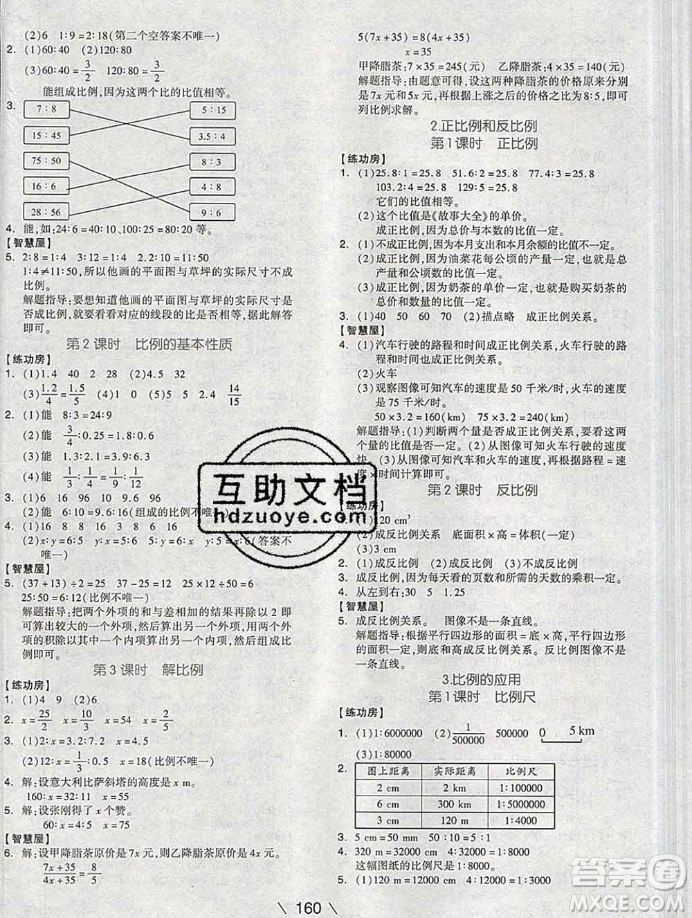 開(kāi)明出版社2020春全品學(xué)練考六年級(jí)數(shù)學(xué)下冊(cè)人教版答案