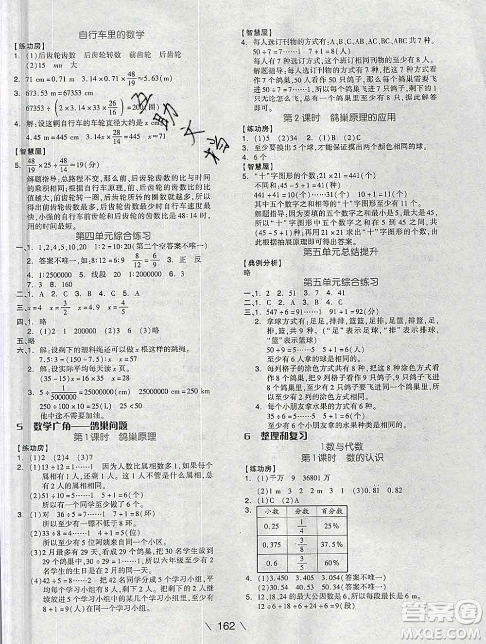 開(kāi)明出版社2020春全品學(xué)練考六年級(jí)數(shù)學(xué)下冊(cè)人教版答案