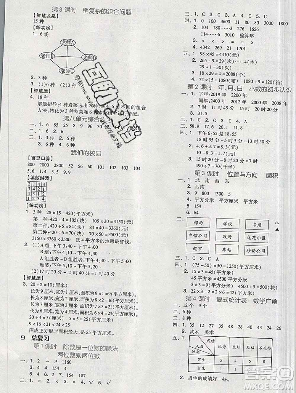 開明出版社2020春全品學(xué)練考三年級數(shù)學(xué)下冊人教版答案