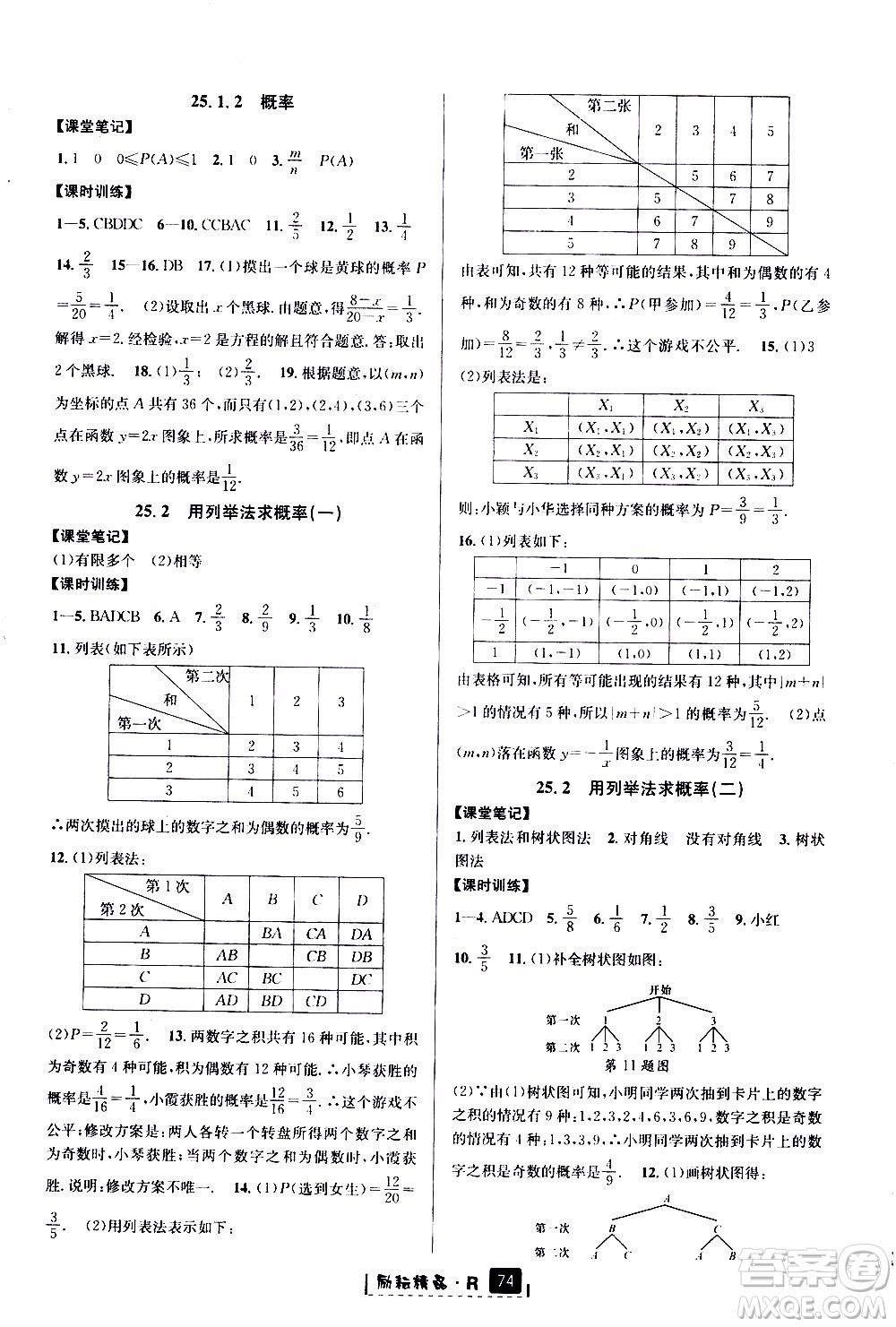 勵耘書業(yè)2019年勵耘新同步數(shù)學(xué)九年級全一冊人教版參考答案