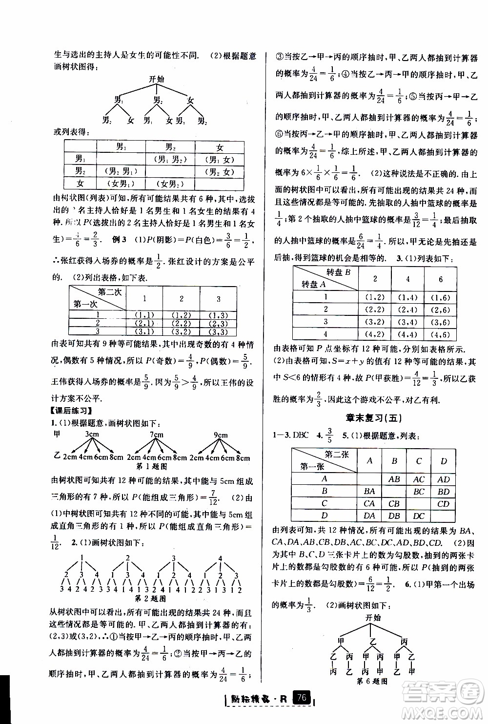 勵耘書業(yè)2019年勵耘新同步數(shù)學(xué)九年級全一冊人教版參考答案