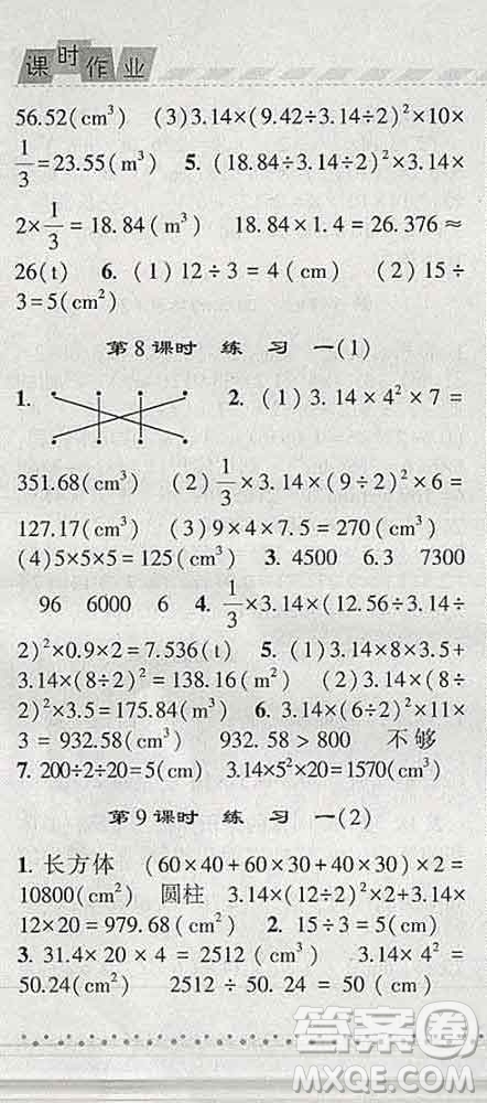 寧夏人民教育出版社2020春經(jīng)綸學典課時作業(yè)六年級數(shù)學下冊北師版答案