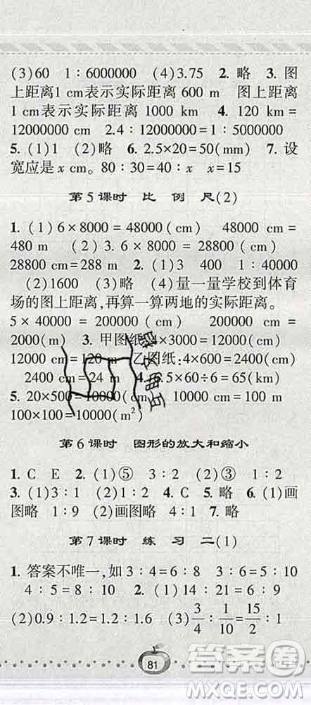 寧夏人民教育出版社2020春經(jīng)綸學典課時作業(yè)六年級數(shù)學下冊北師版答案