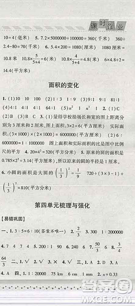 寧夏人民教育出版社2020春經(jīng)綸學(xué)典課時(shí)作業(yè)六年級(jí)數(shù)學(xué)下冊(cè)江蘇版答案