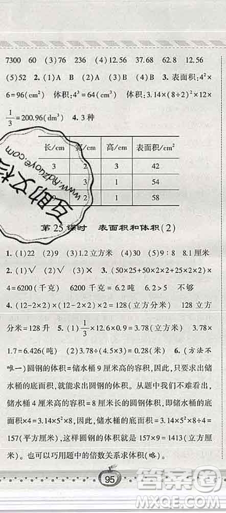 寧夏人民教育出版社2020春經(jīng)綸學(xué)典課時(shí)作業(yè)六年級(jí)數(shù)學(xué)下冊(cè)江蘇版答案