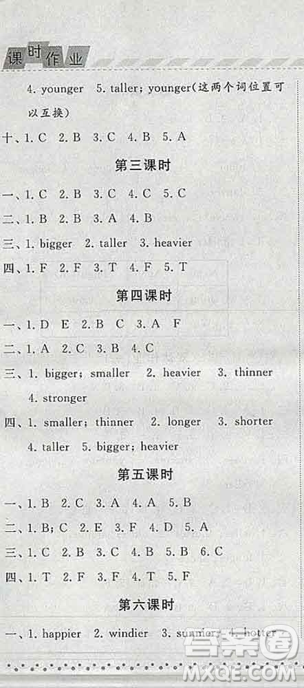 寧夏人民教育出版社2020春經(jīng)綸學(xué)典課時(shí)作業(yè)六年級(jí)英語(yǔ)下冊(cè)人教版答案