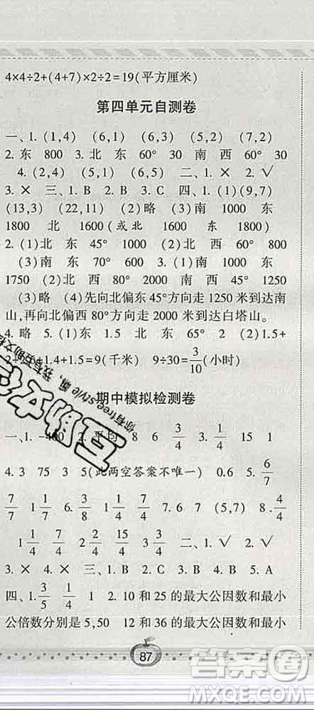 寧夏人民教育出版社2020春經(jīng)綸學典課時作業(yè)五年級數(shù)學下冊青島版答案