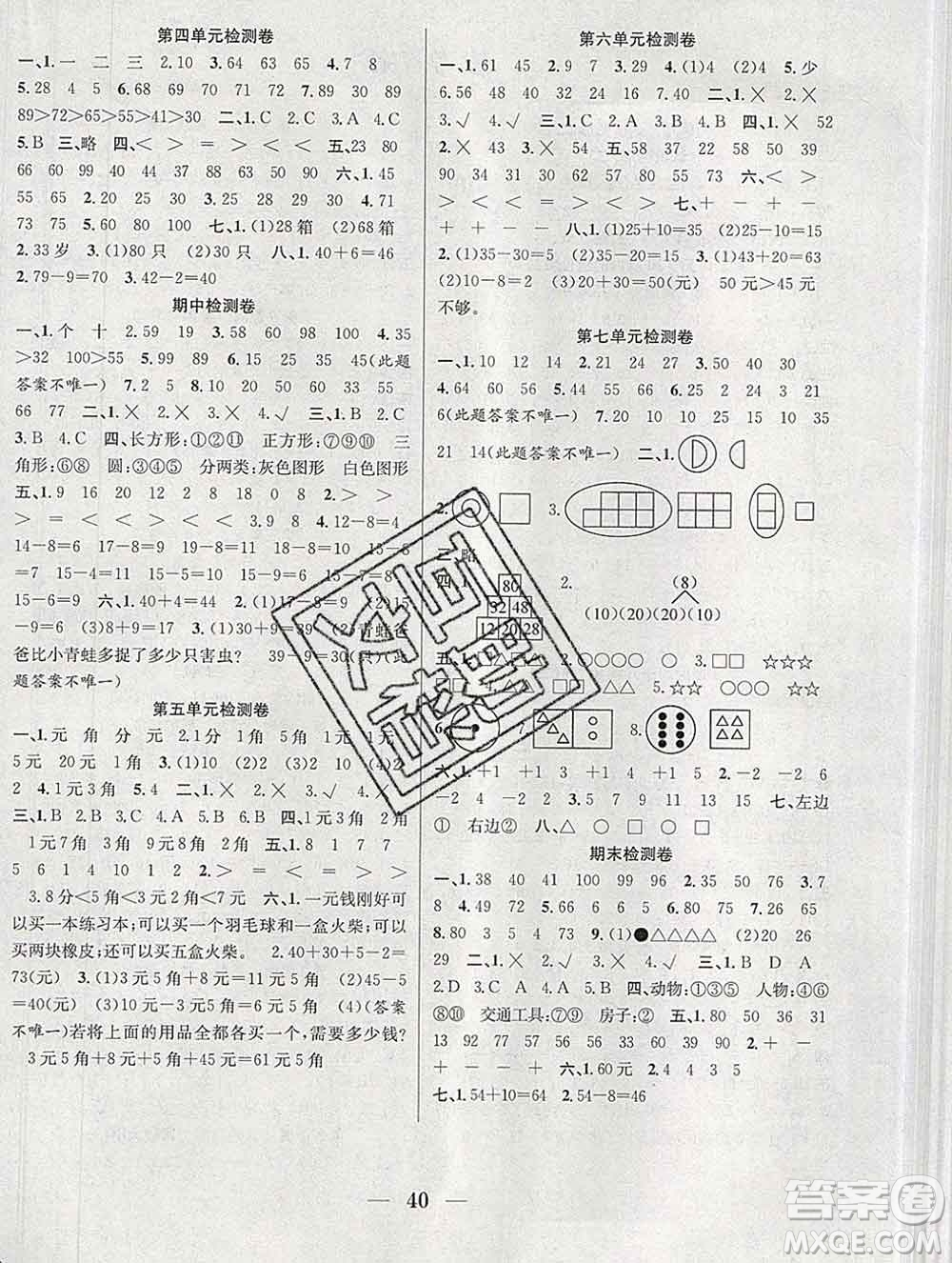 合肥工業(yè)大學(xué)出版社2020春贏在課堂一年級(jí)數(shù)學(xué)下冊(cè)人教版答案