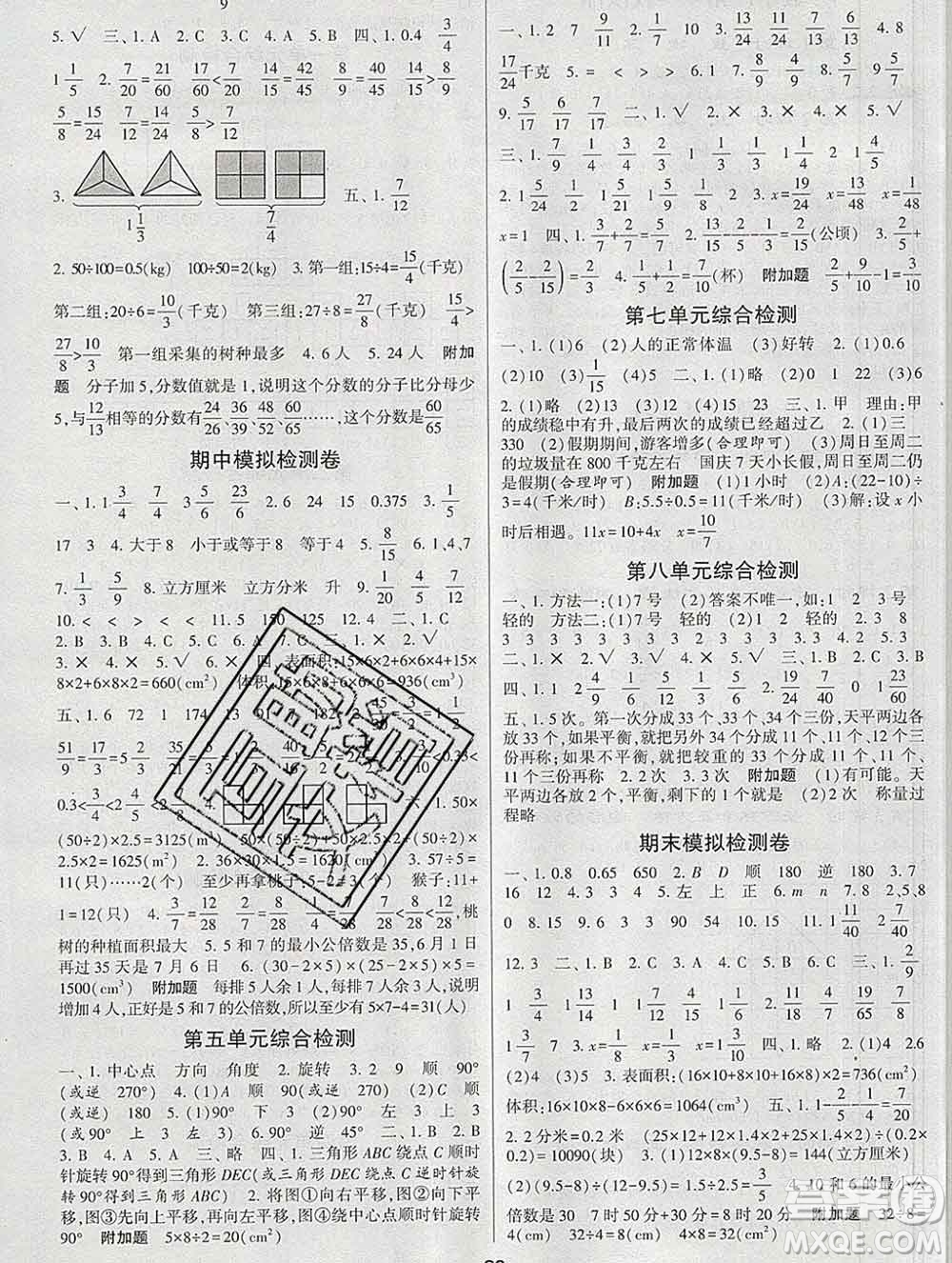 經(jīng)綸學(xué)典2020春棒棒堂同步練習加單元測評五年級數(shù)學(xué)下冊人教版答案