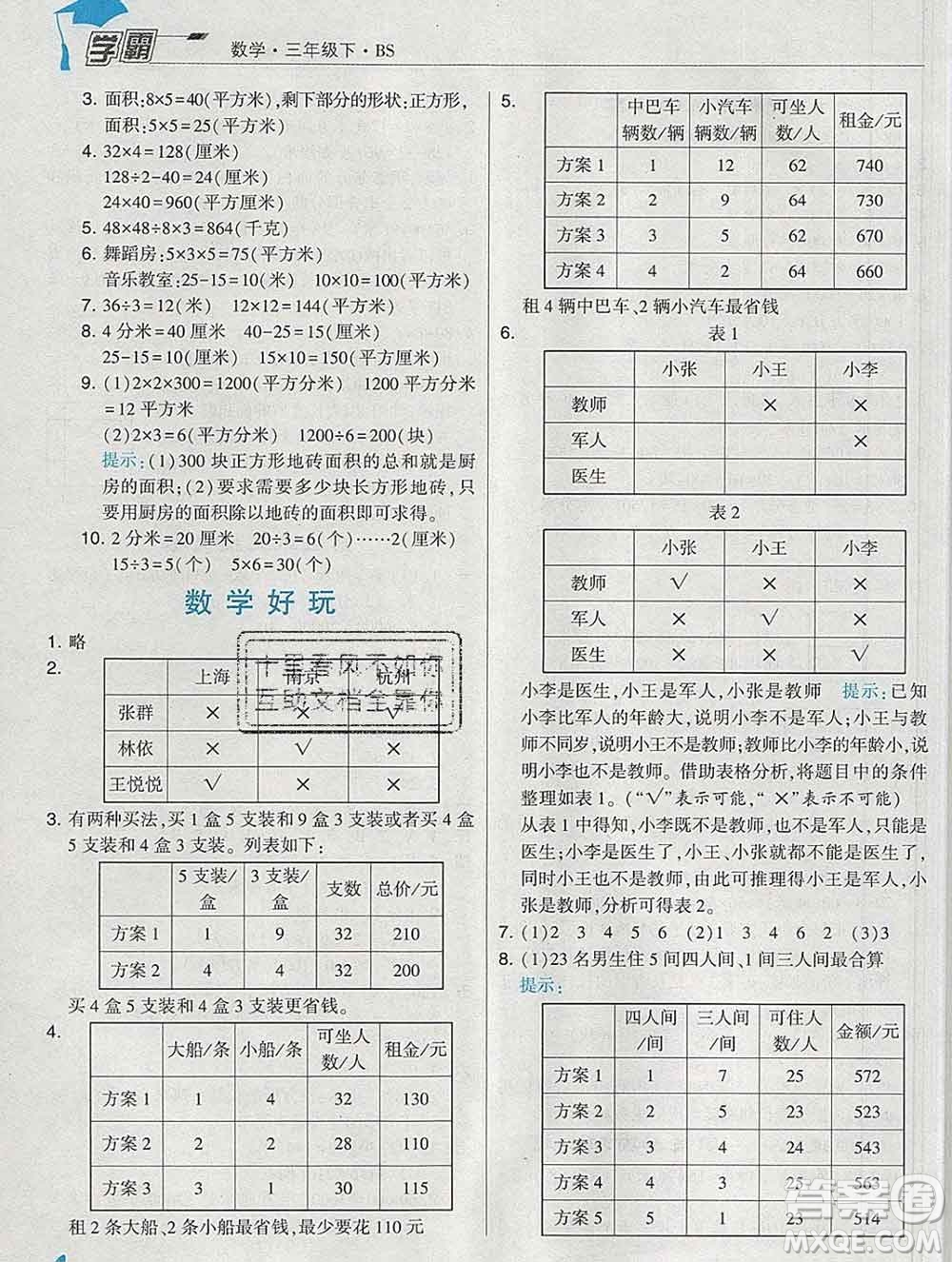 寧夏人民教育出版社2020春經(jīng)綸學(xué)典學(xué)霸三年級數(shù)學(xué)下冊北師版答案