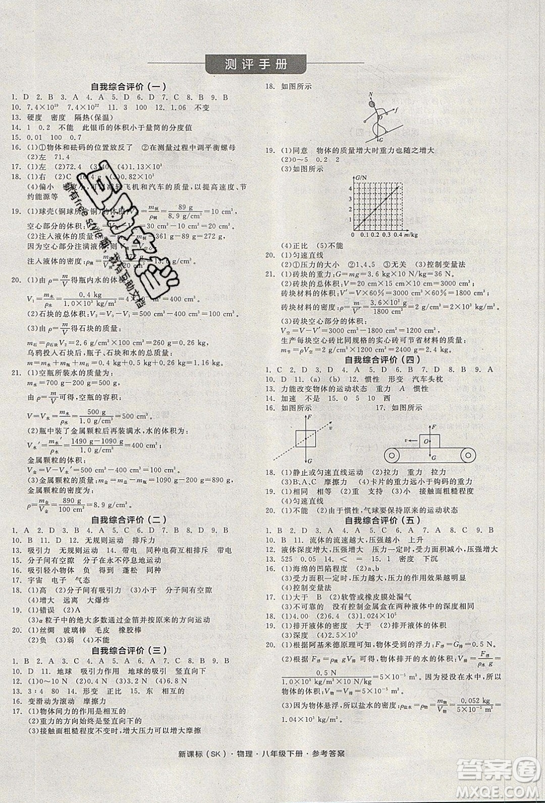 陽光出版社2020年全品學(xué)練考物理八年級下冊新課標(biāo)SK蘇科版答案