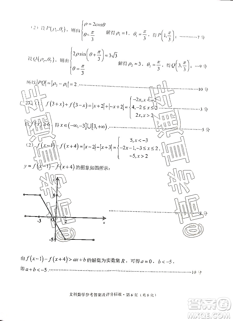 大理麗江怒江2020屆高中畢業(yè)生第二次復(fù)習(xí)統(tǒng)一檢測文科數(shù)學(xué)答案