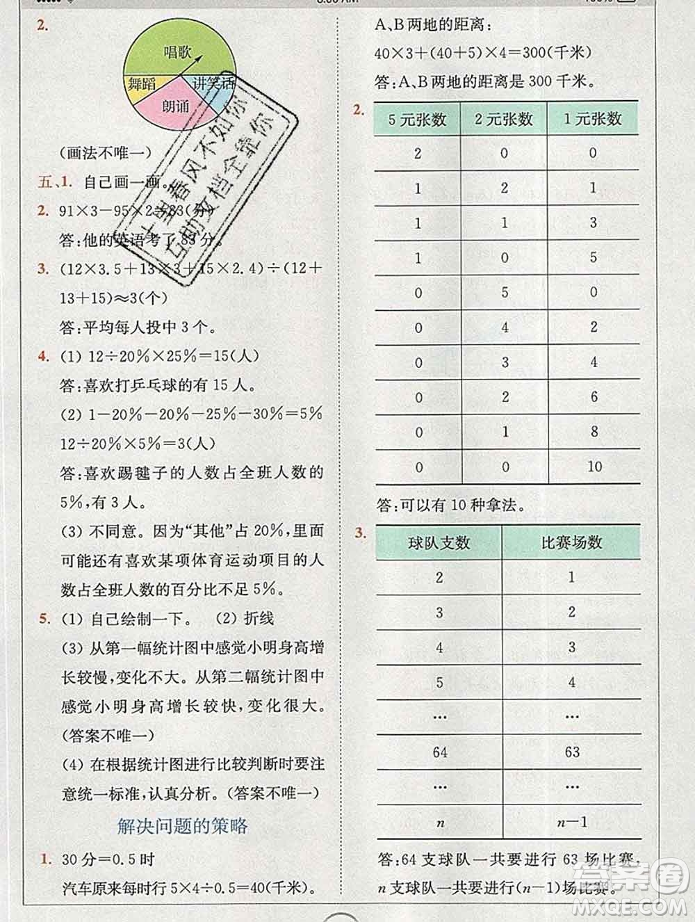 2020春全易通小學(xué)數(shù)學(xué)六年級(jí)下冊(cè)北師版答案