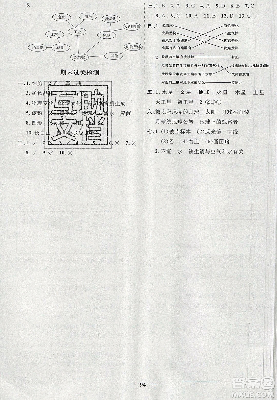 宇軒圖書2020春陽光同學課時優(yōu)化作業(yè)六年級科學下冊教科版答案