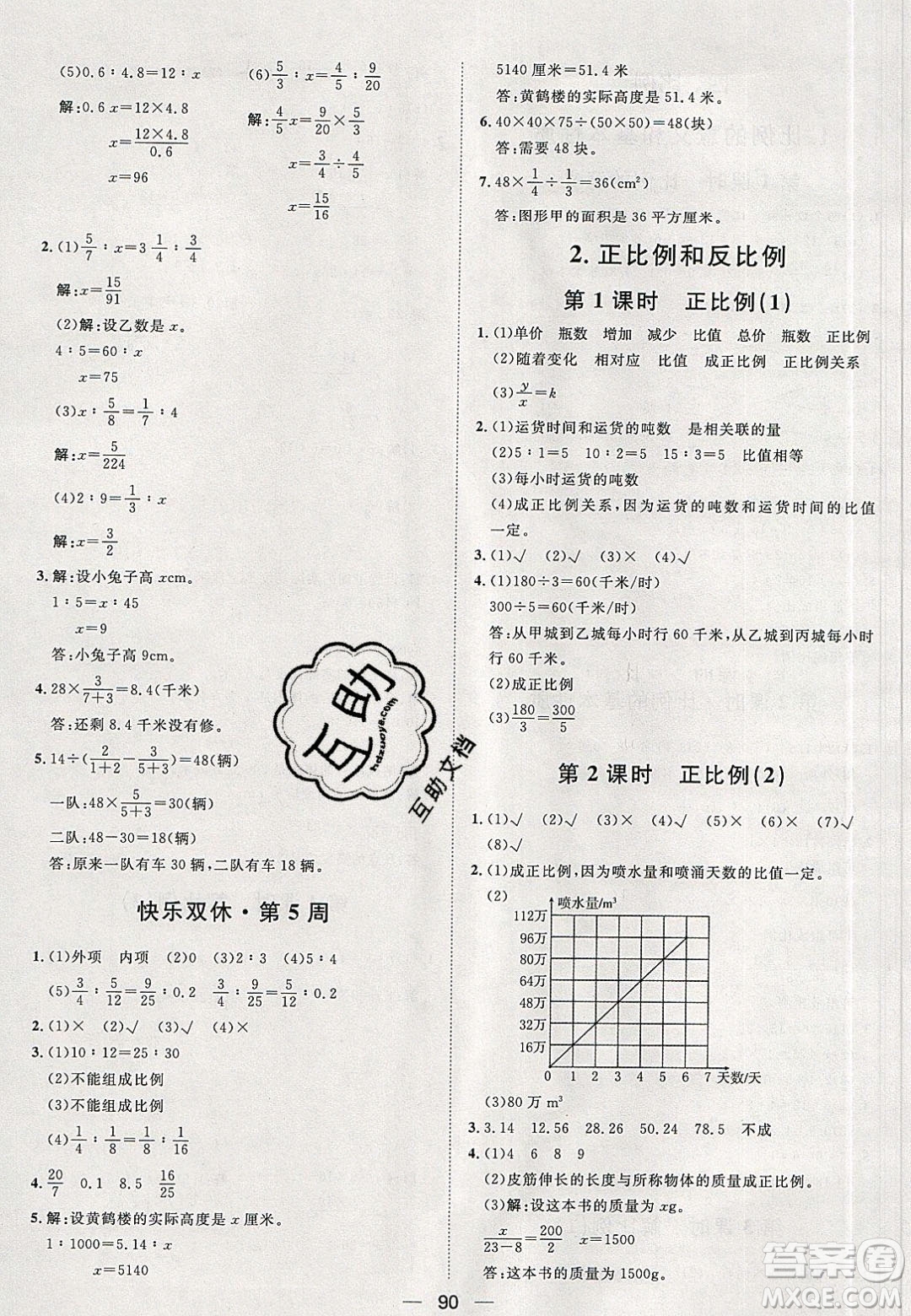 2020年陽光計劃第一步六年級數(shù)學下冊人教版答案