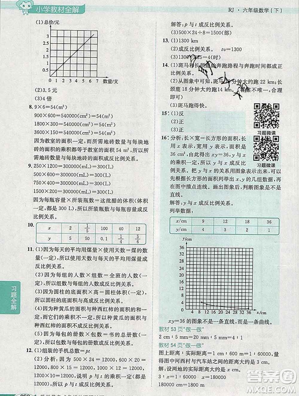 2020春小學(xué)教材全解六年級數(shù)學(xué)下冊人教版廣東專用答案