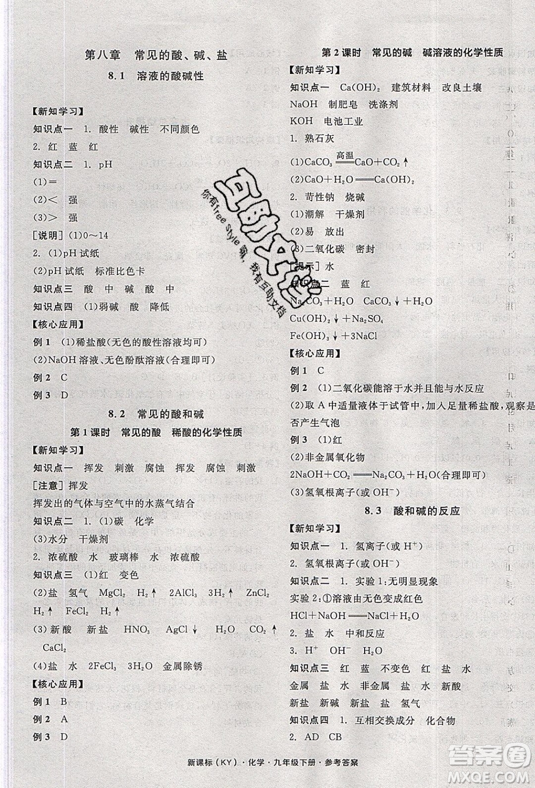 陽光出版社2020年全品學(xué)練考化學(xué)九年級下冊新課標(biāo)KY科粵版答案