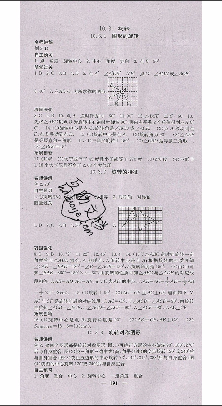 梯田文化2020年課堂點睛數(shù)學七年級下冊華師版參考答案