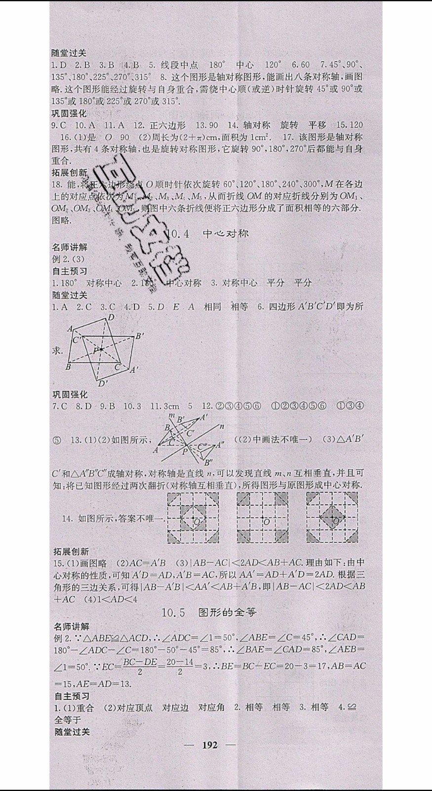 梯田文化2020年課堂點睛數(shù)學七年級下冊華師版參考答案