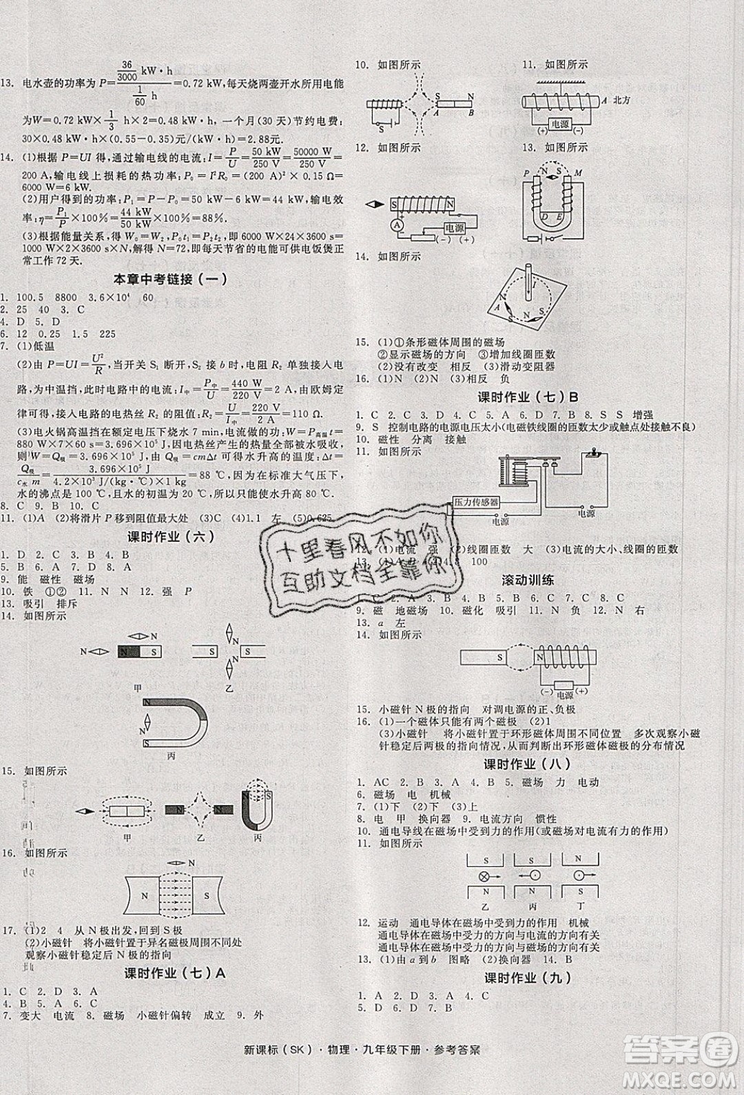 陽(yáng)光出版社2020年全品學(xué)練考物理九年級(jí)下冊(cè)新課標(biāo)SK蘇科版答案