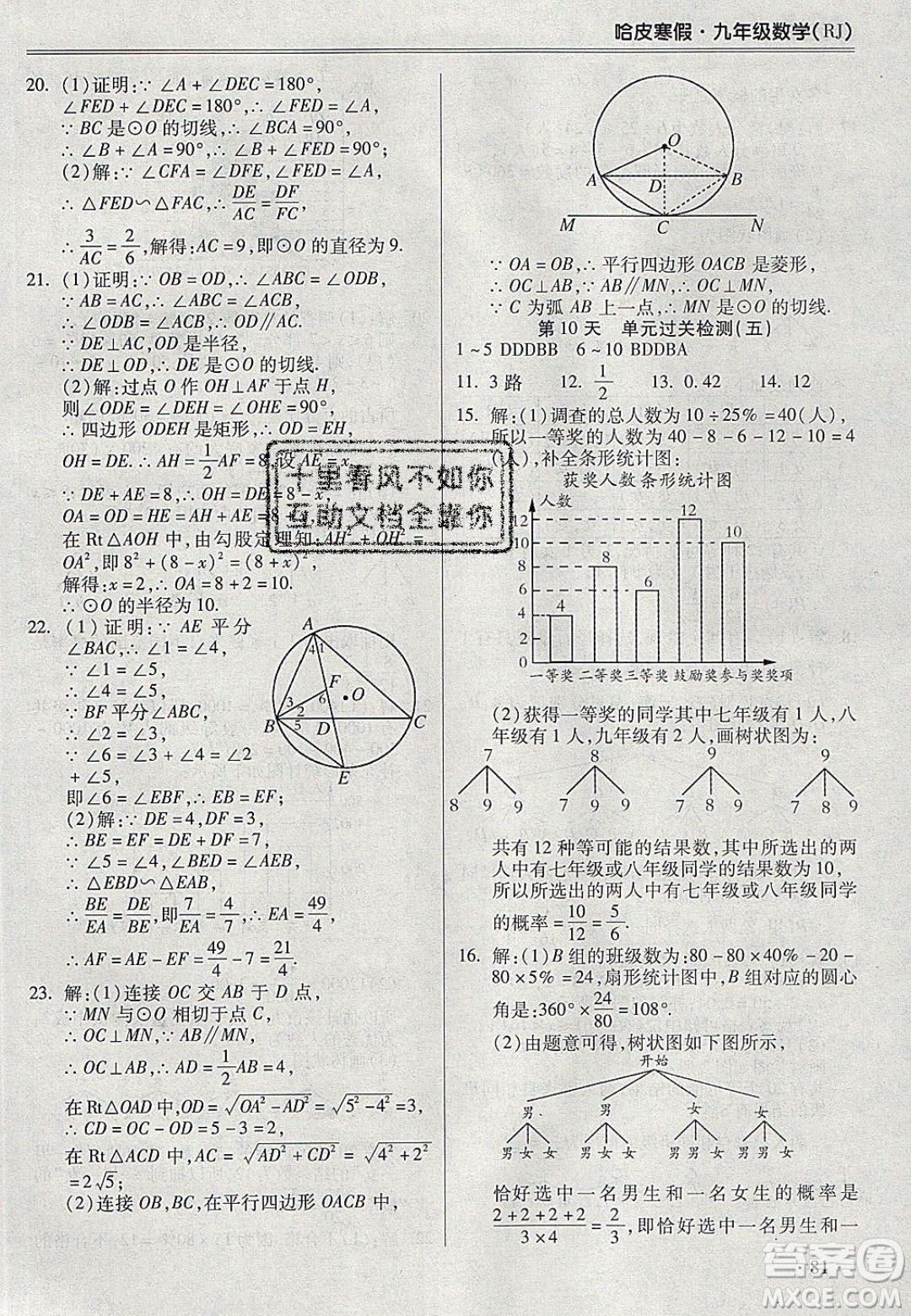 合肥工業(yè)大學(xué)出版社2020哈皮寒假九年級(jí)數(shù)學(xué)人教版答案