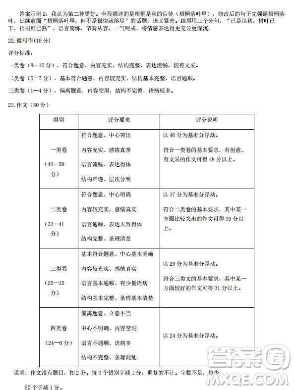 北京市昌平區(qū)2019-2020高三年級第一學(xué)期期末考試語文答案